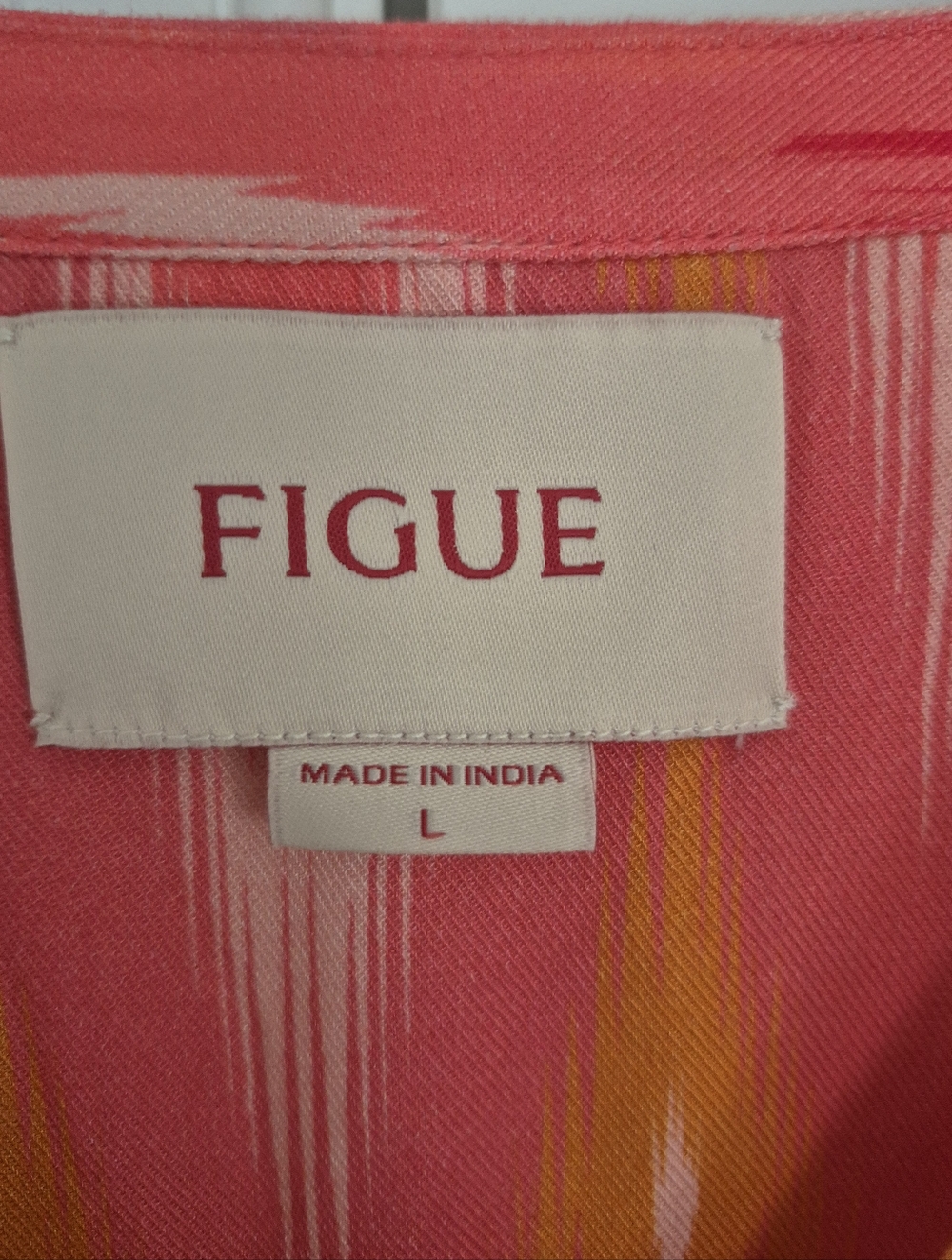 Figue Dress Margaux Salome Ikat Sunset Coral Tassel Kaftan Size L - Picture 9 of 16